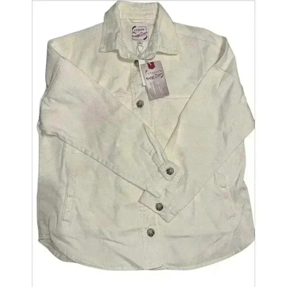 Stoosh Yellow Vintage Denim Shirt Jacket Women’s S 4 Pocket Button Front Trucker